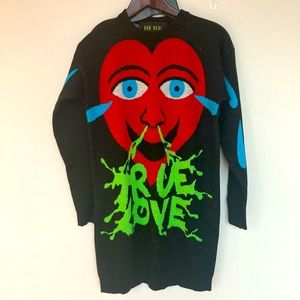 Bad Deal Italy Women's Wool Sweater Size S Wearable Art Graffiti Maximalist 2016